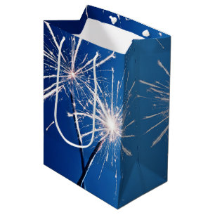 Birthday Sparklers On Blue Medium Gift Bag