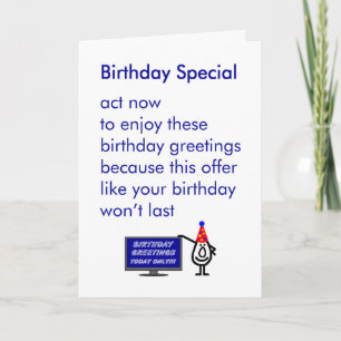 Birthday Special - a funny birthday poem Card