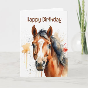 Birthday Special Horse Watercolor Art Card