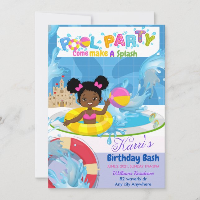 Birthday Splash Invitation Card (Front)