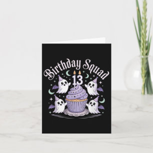 Birthday Squad 13th Pastel Ghost Cupcake Cute Hall Card