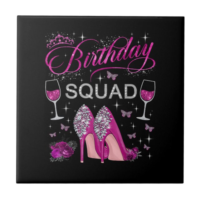 Birthday Squad Butterflies Tile (Front)