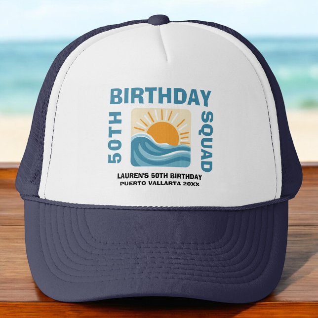 Birthday Squad Sunset 21st 30th 40th 50th 60th Trucker Hat (Creator Uploaded)