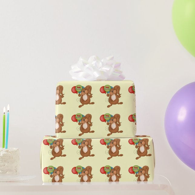 Birthday Squirrel cartoon wrapping paper (Party Gifts)