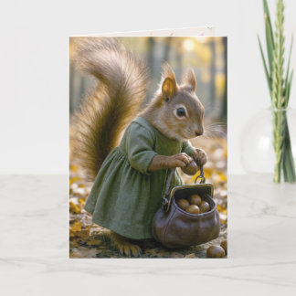Birthday Squirrel Gathering Nuts In Her Purse Card