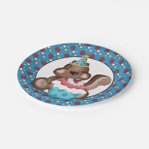 Birthday squirrel party paper plate