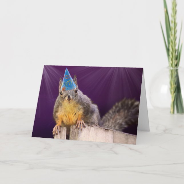 Birthday Squirrel Photo Card (Front)