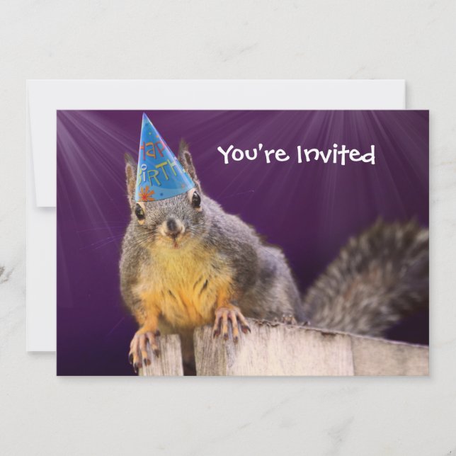 Birthday Squirrel Photo Invitation (Front)