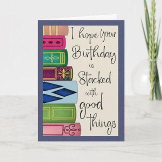 Birthday Stack of Books Card