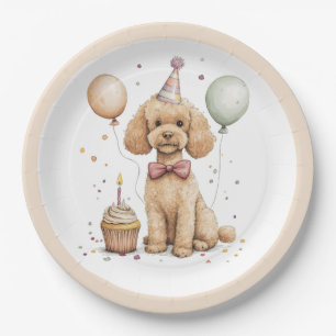Birthday Standard Poodle Dog Paper Plate