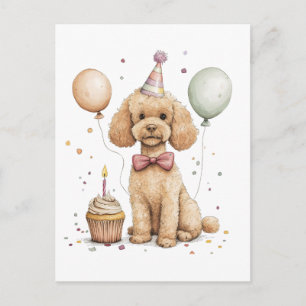 Birthday Standard Poodle Dog Postcard