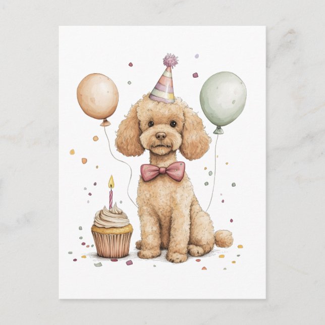 Birthday Standard Poodle Dog Postcard (Front)