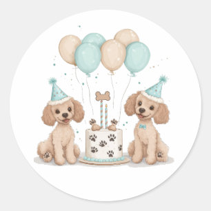 Birthday Standard Poodle Dogs Classic Round Sticker
