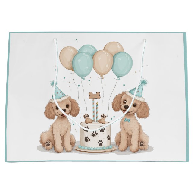 Birthday Standard Poodle Dogs Large Gift Bag (Front)