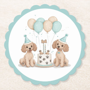Birthday Standard Poodle Dogs Paper Coaster