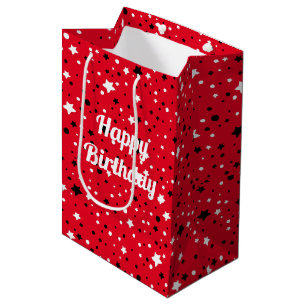 birthday stars on red medium gift bag
