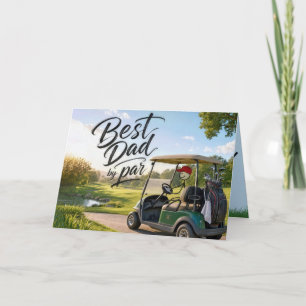 Birthday Stick Figure Dad Golfer in a Golf Cart Card