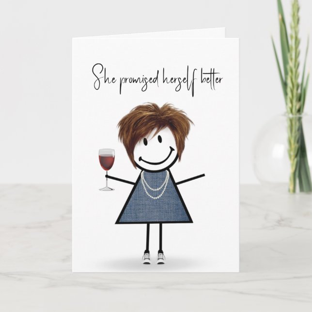 Birthday Stick Figure Girl  Card (Front)