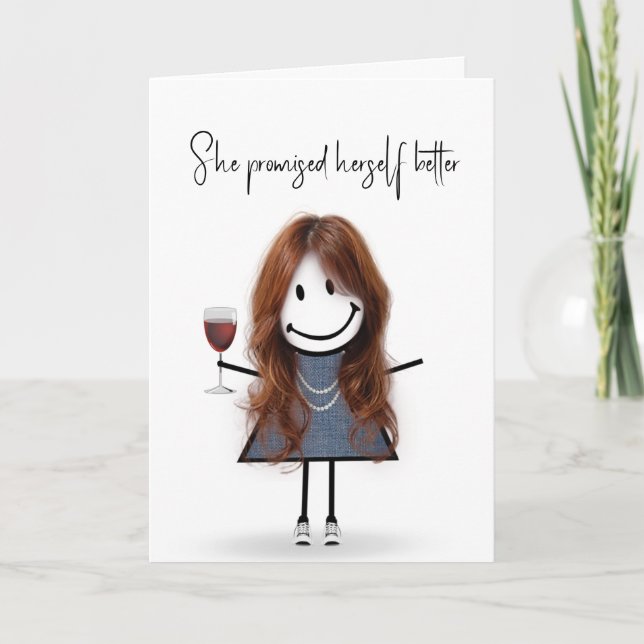 Birthday Stick Figure Girl with Sneakers Card (Front)