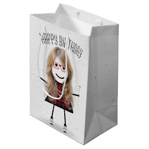 Birthday Stick Girl with Daisy Medium Gift Bag