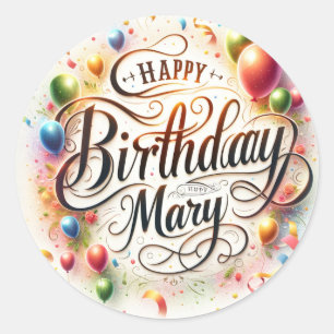 Birthday sticker for the name mary