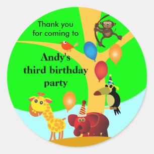 Birthday stickers: Jungle Party Classic Round Sticker