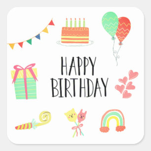Birthday stickers or envelope seals