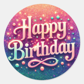 Birthday stickers - pink sparkle theme