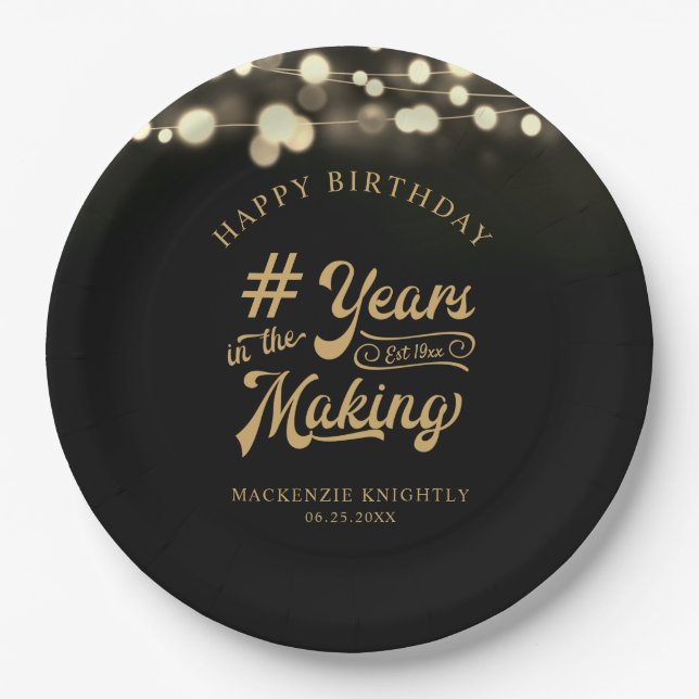 Birthday String Light YEARS IN THE MAKING Paper Plate (Front)