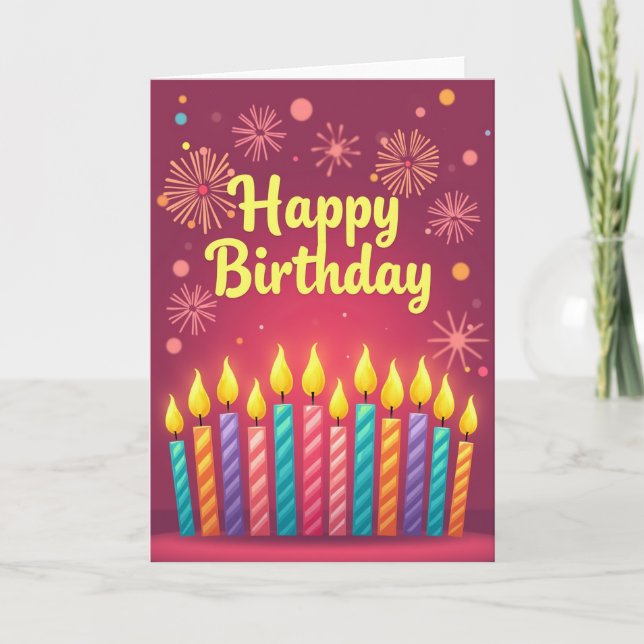 Birthday Striped Candle Card (Front)