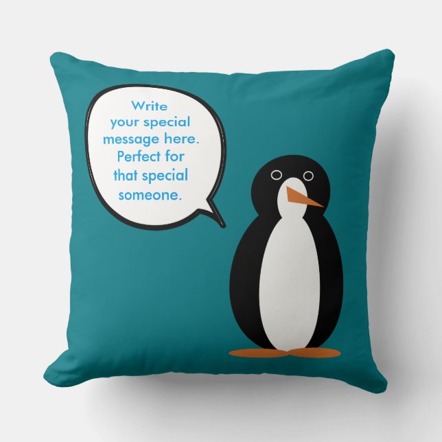Birthday Suit Talking Ms. Penguin Personalised Cushion (Front)