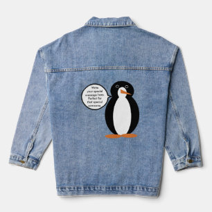Birthday Suit Talking Ms. Penguin Personalised Denim Jacket