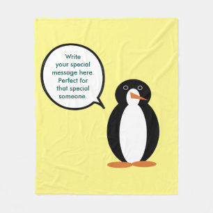 Birthday Suit Talking Ms. Penguin Personalised Fleece Blanket