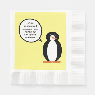 Birthday Suit Talking Ms. Penguin Personalised Napkin