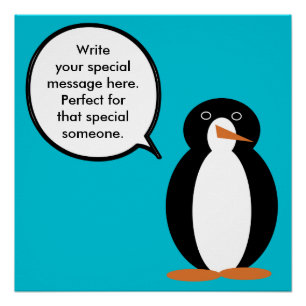 Birthday Suit Talking Ms. Penguin Personalised Poster