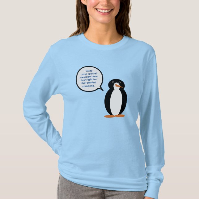 Birthday Suit Talking Ms. Penguin Personalised T-Shirt (Front)