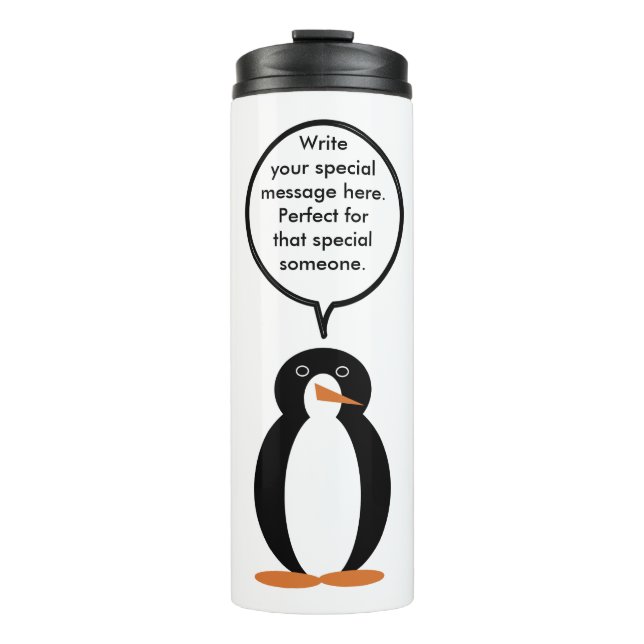 Birthday Suit Talking Ms. Penguin Personalised Thermal Tumbler (Front)