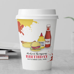 Birthday Summer Barbeque Picnic Custom Paper Cups