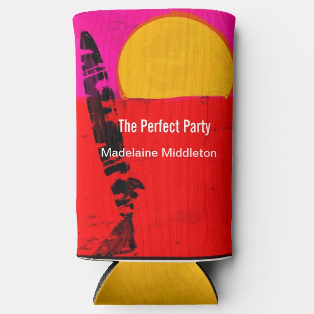 Birthday Summer Beach Retro Poster  Seltzer Can Cooler (Front)