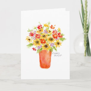 Birthday Sunflower Vase Religious Joy Blessings Card