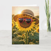 Birthday Sunflower Wearing Heart Sunglasses