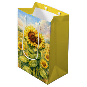 Birthday Sunflowers Hugging Each Other Medium Gift Bag