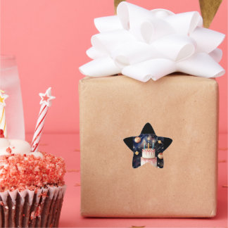 Birthday Superstar Cosmic Planets Stars Cake Star Sticker
