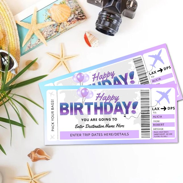 Birthday Surprise Flight Gift Ticket Template (Creator Uploaded)