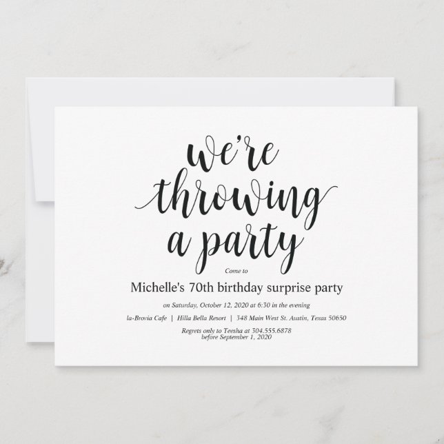 Birthday surprise party invitation cards (Front)