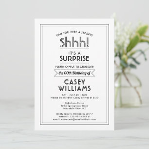 Birthday Surprise Party Shhh! Simple Elegant Invitation