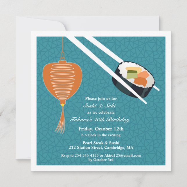 Birthday Sushi Party Flat Invitation (Front)