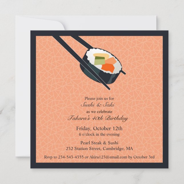 Birthday Sushi Party Flat Invitation (Front)