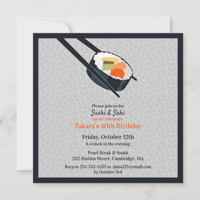 Birthday Sushi Party Flat Invitation (Front)