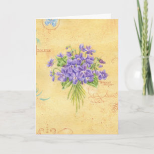 Birthday Sweet Violets Bouquet Greeting Card
